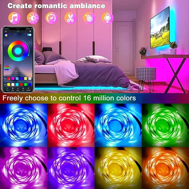 Ruban LED RGB USB 5V — SMD 5050, Contrôle WiFi / Bluetooth / IR / 3 Touches, 1m à 30m | CLEVI Paris
