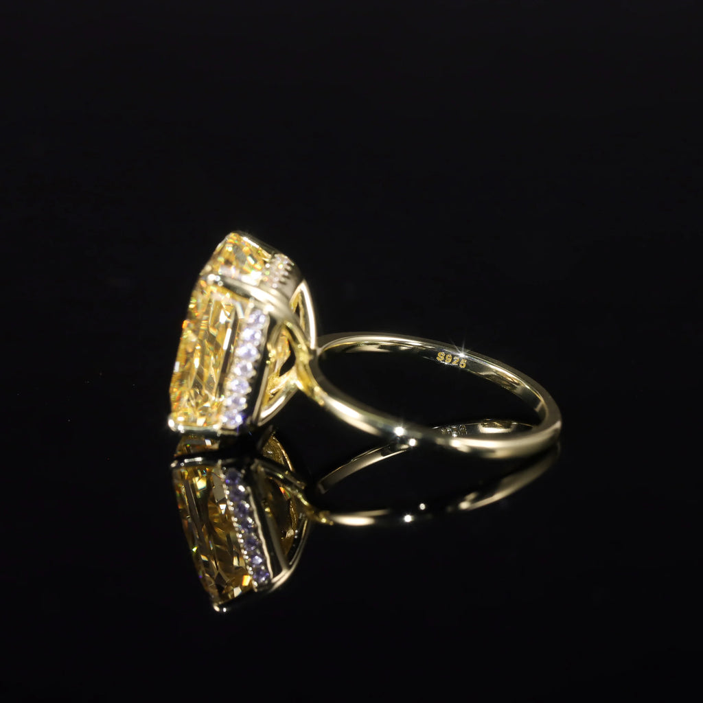 Bague Cocktail Zircon Jaune Fantäisie Diamond-Fire | Argent 925 Fait Main Cadeau – CLEVI Paris