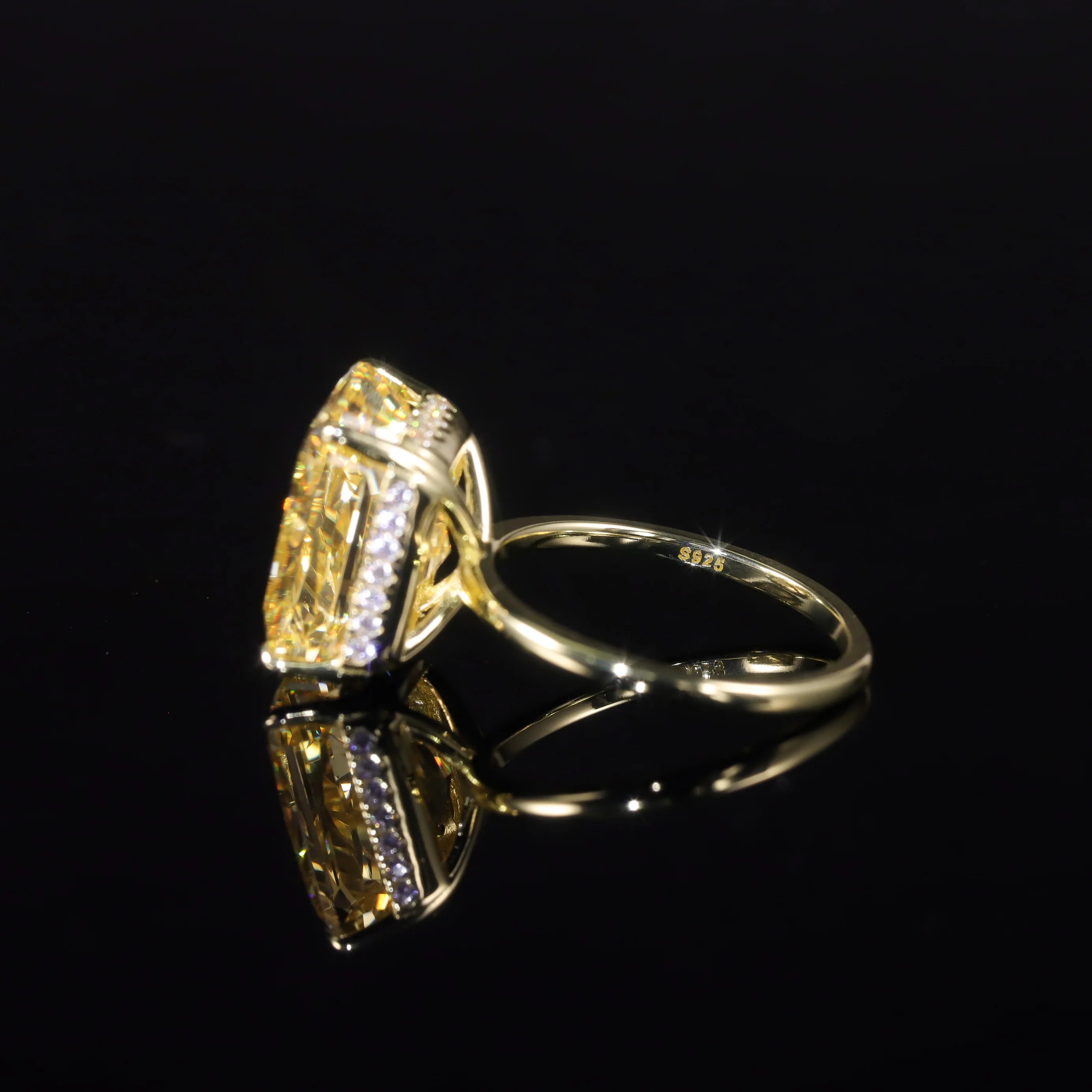 Bague Cocktail Zircon Jaune Fantäisie Diamond-Fire | Argent 925 Fait Main Cadeau – CLEVI Paris