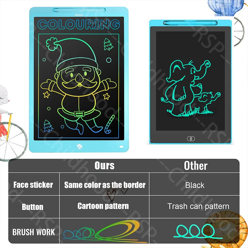 Tablette LCD Écriture 16" Couleur – Ardoise Numérique Effaçable, Jouet Éducatif, Certifiée CE – CLEVI Paris