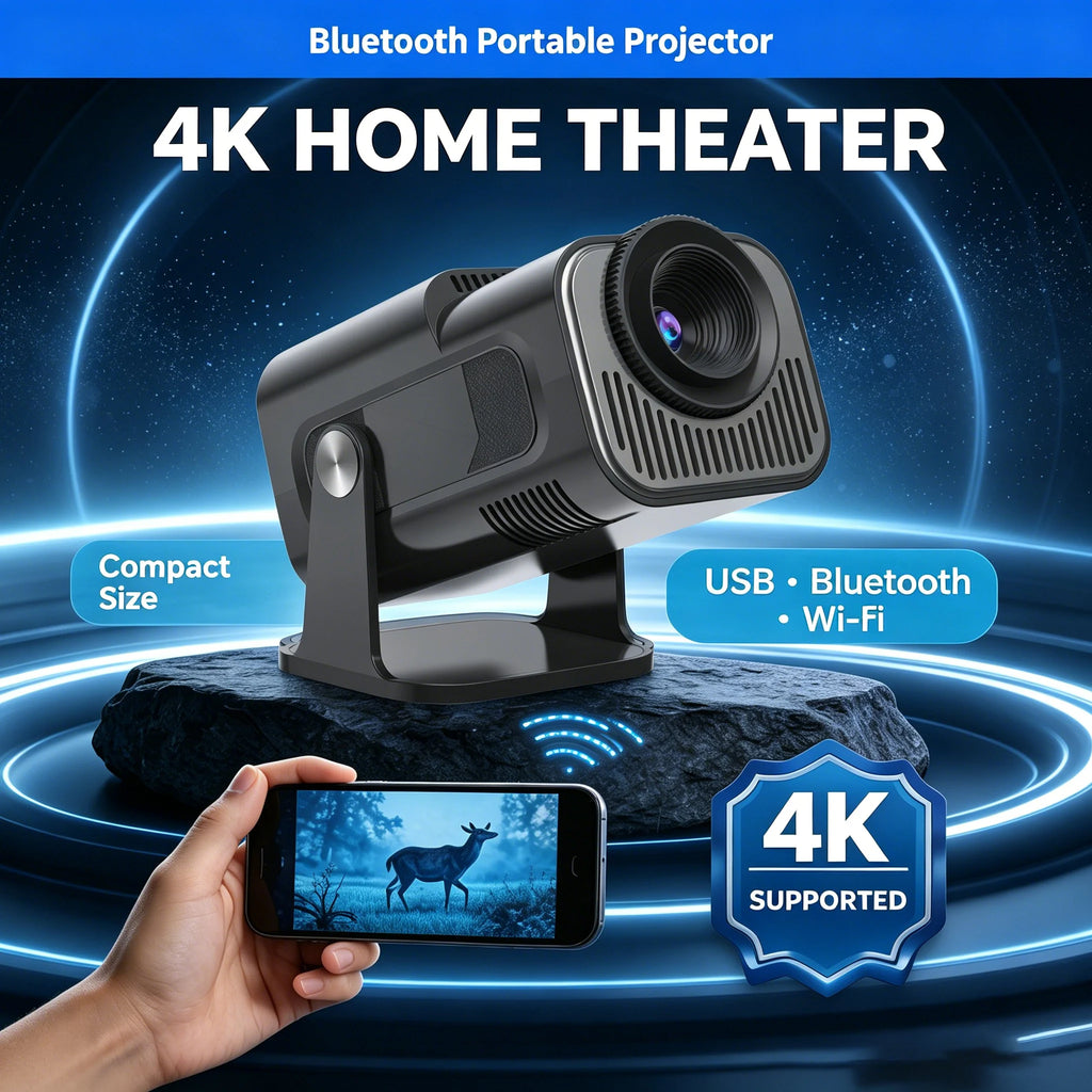 Sucetiho Projecteur Portable Android 720P 4K WiFi Bluetooth 5.0 Son HiFi Support 180° – CLEVI Paris