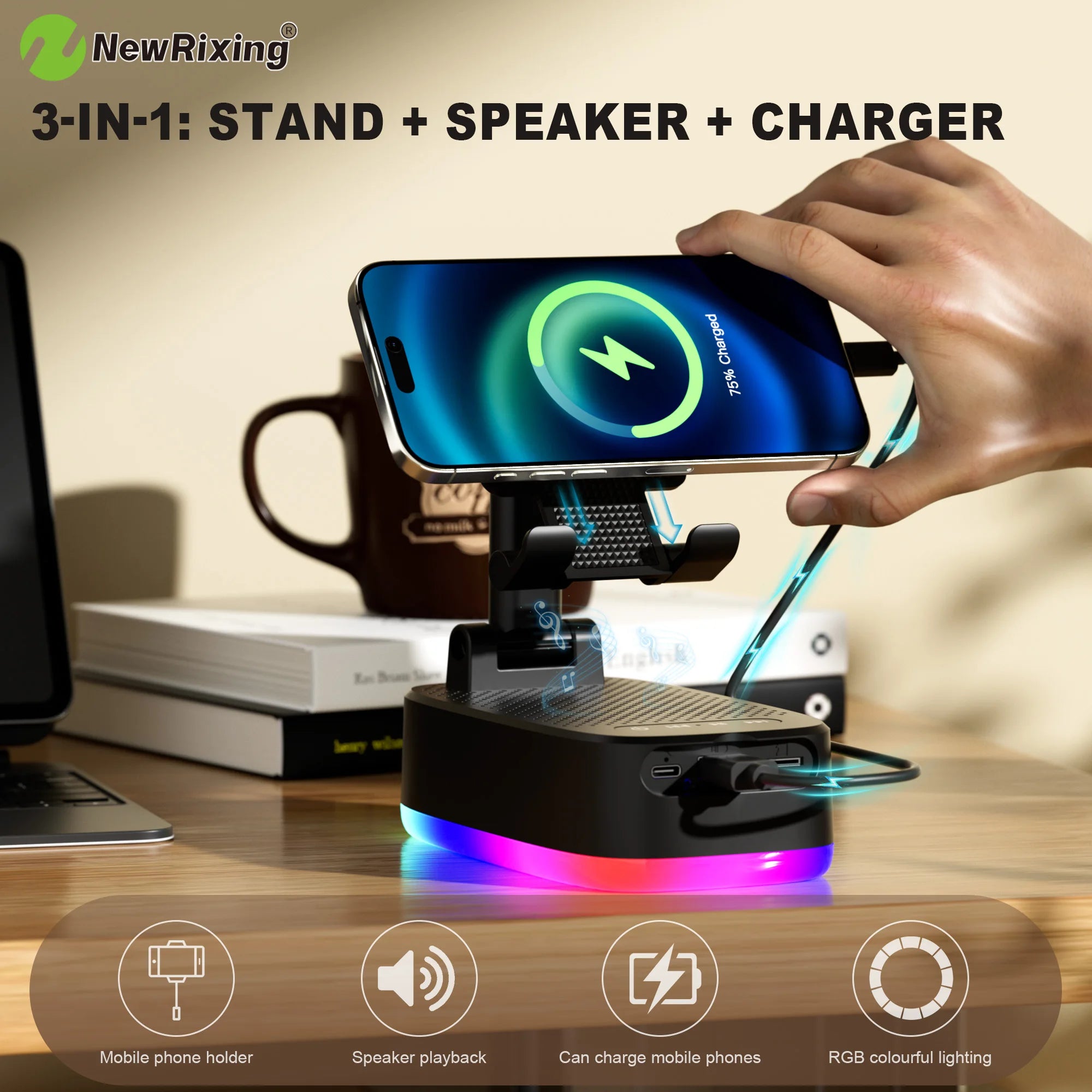 NewRixing HYS-202D Enceinte Bluetooth 6W avec Support Téléphone – CLEVI Paris