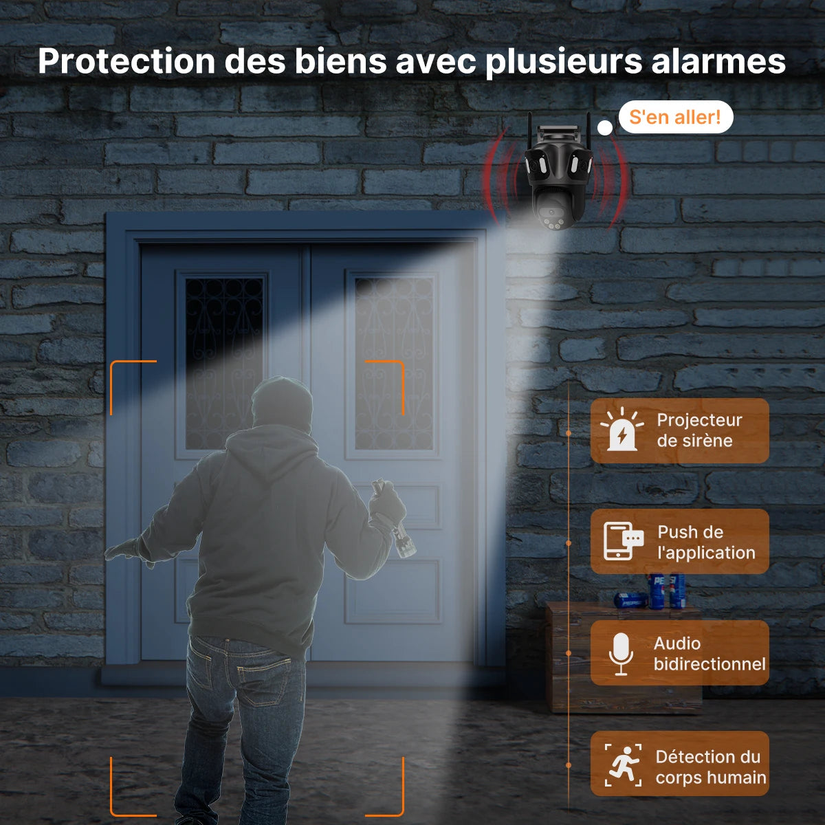 Caméra de Surveillance PTZ WiFi Extérieure 4K/6K – Suivi Auto & Vision Nocturne Couleur – CLEVI Paris