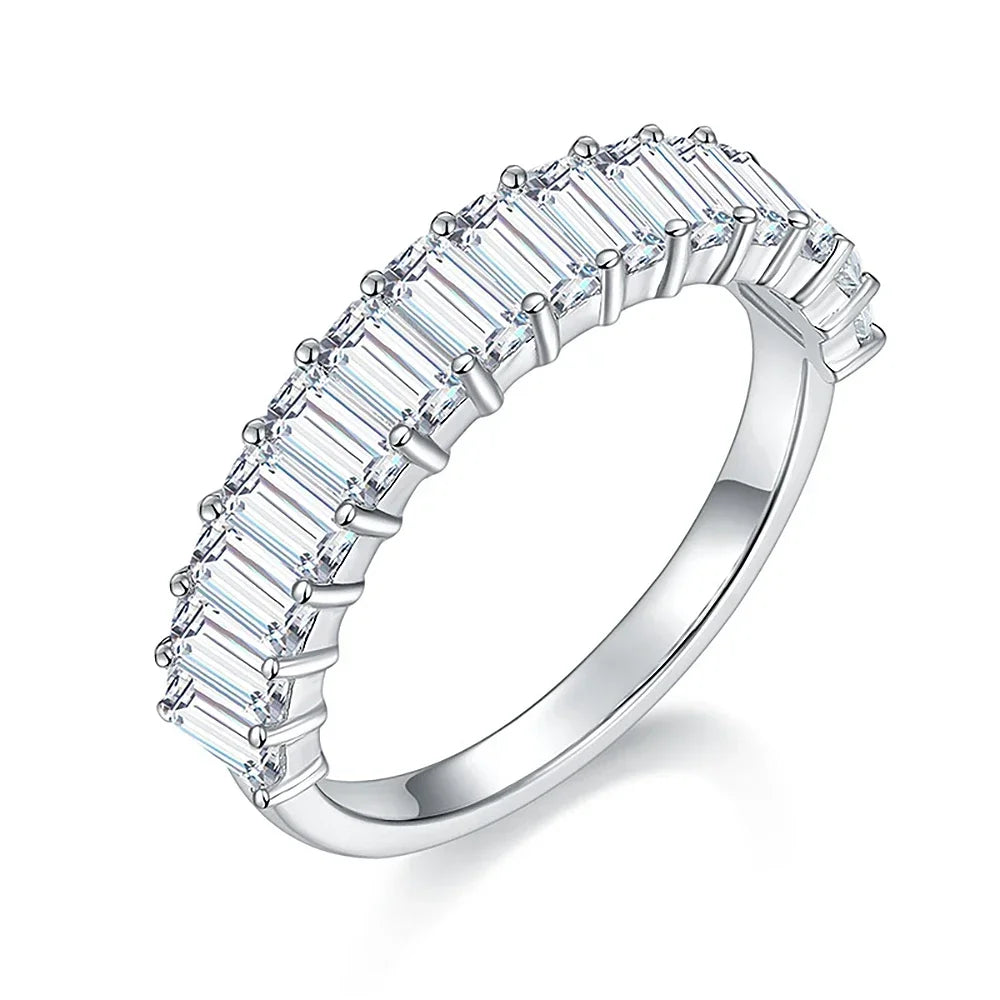 Bague Femme Rectangulaire en Argent 925, Moissanite – CLEVI Paris