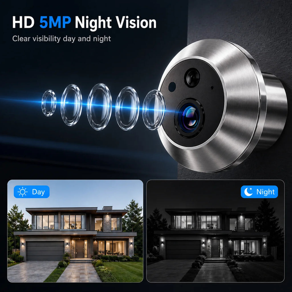 Judas Connecté 5MP avec Moniteur 4,3" – Batterie 5000mAh WiFi Tuya Détection PIR Vision Nocturne – CLEVI Paris