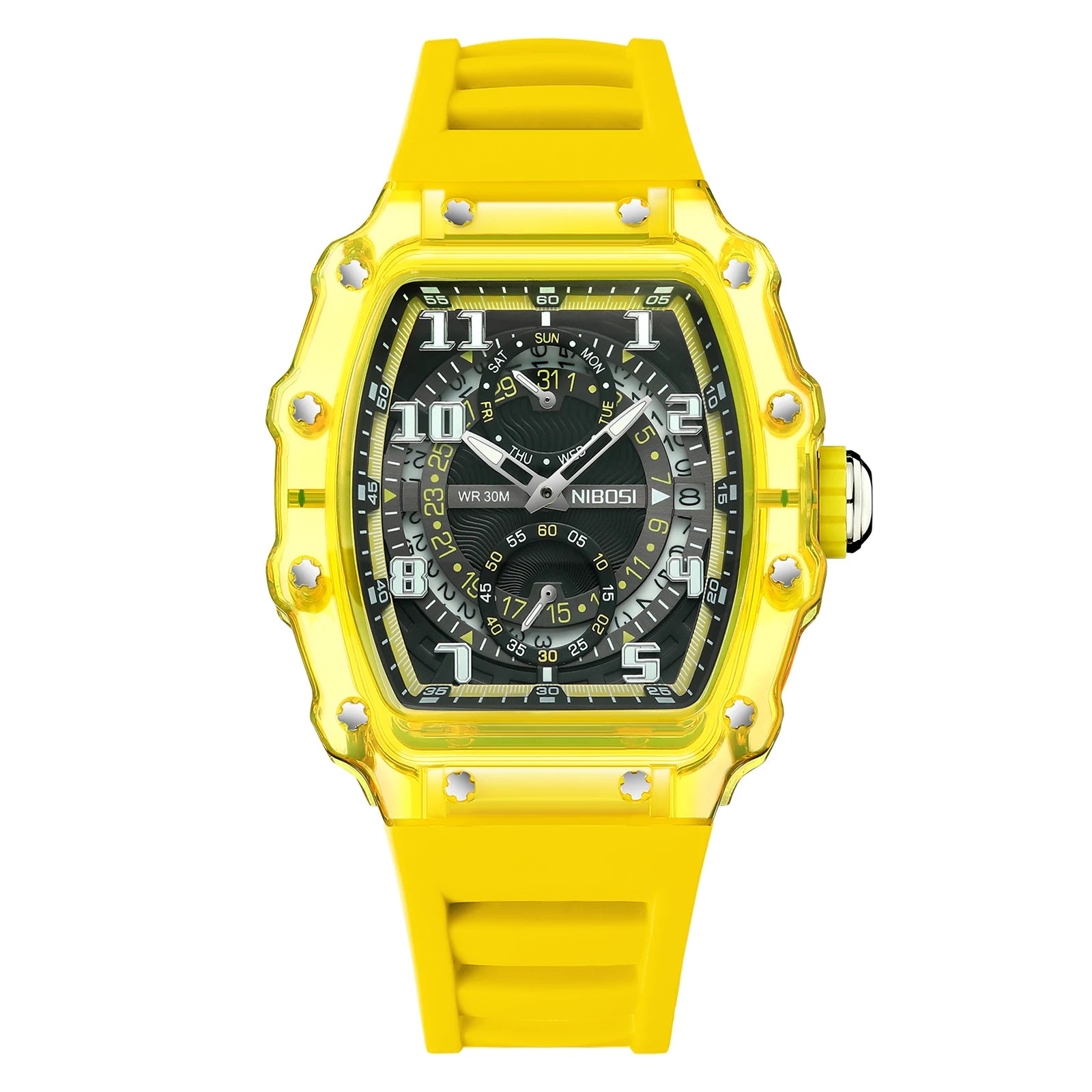 NIBOSI Montre Quartz Japonais Homme Squelette Sport Silicone Lumineux Anti-Magnétique – CLEVI Paris