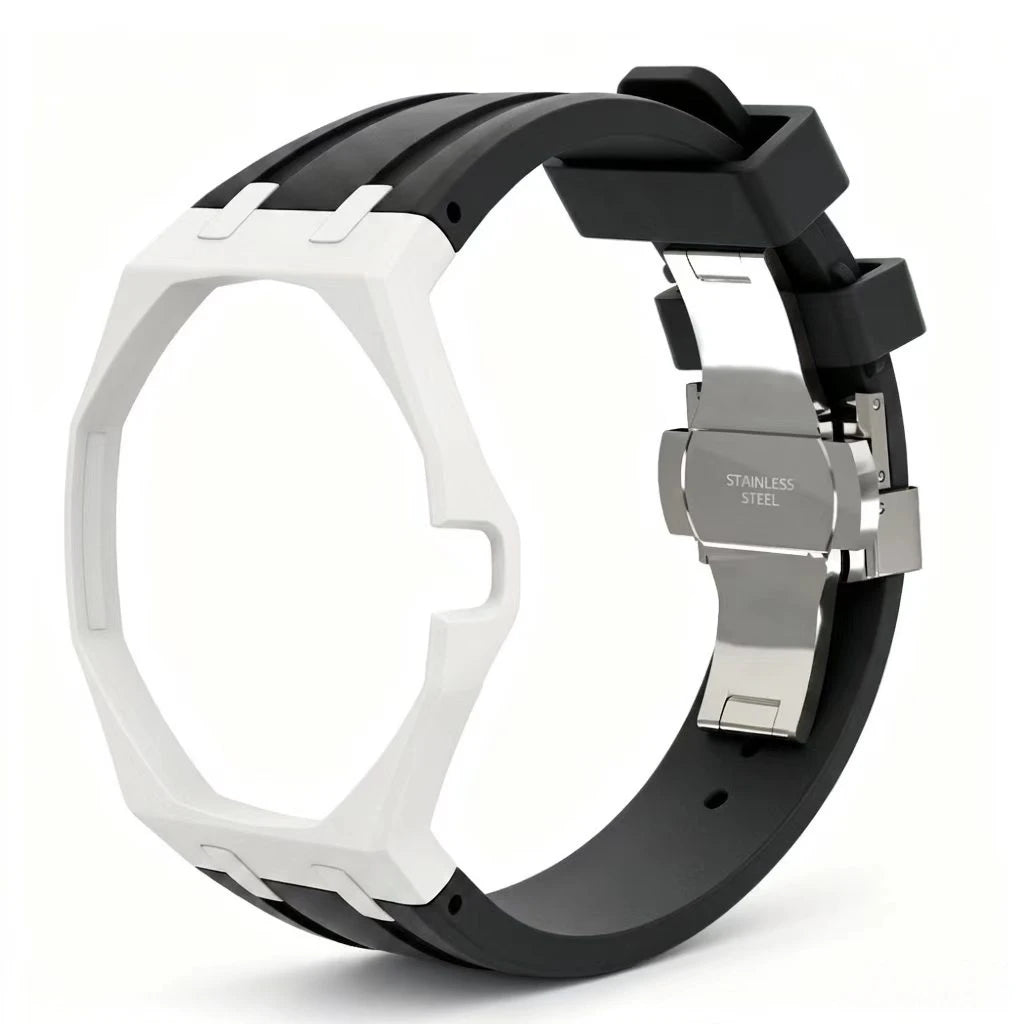 Kit Bracelet FKM + Boîtier Céramique Compatible Swatch x AP Royal Oak Boucle Déployante – CLEVI Paris
