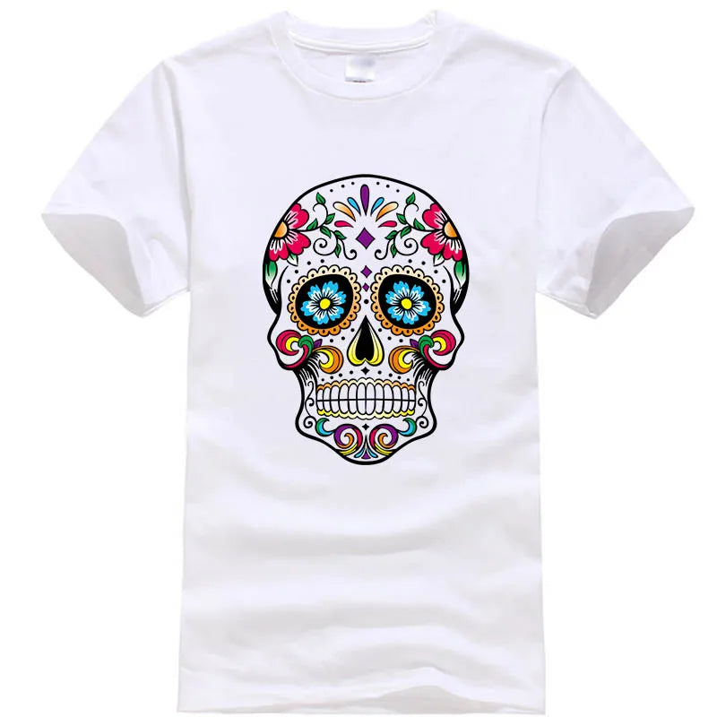 T-Shirt Homme Coton Streetwear Imprimé Tête de Mort Coupe Loose 10 Coloris – CLEVI Paris