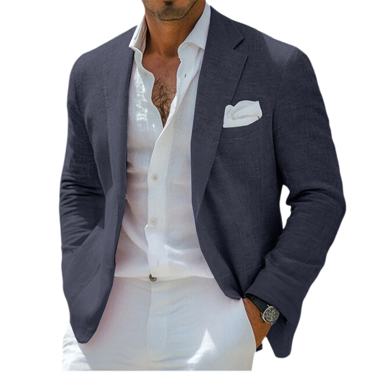 Blazer Lin Homme Coupe Ajustée – CLEVI Paris