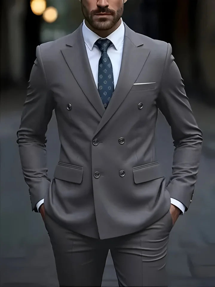 Costume homme uni double boutonnage – CLEVI Paris