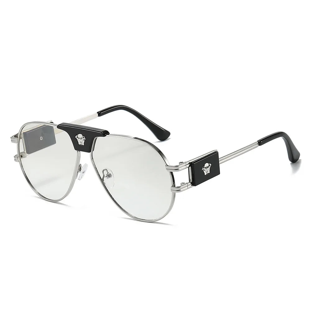 Lunettes de Soleil Aviateur Classique UV400 Monture Alliage Décor Tête de Taureau Femme – CLEVI Paris