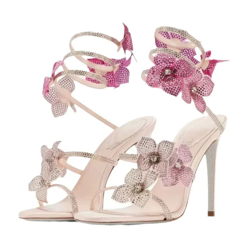 Escarpins Femme Talon Aiguille Cristal Bride Cheville Style Sexy – CLEVI Paris