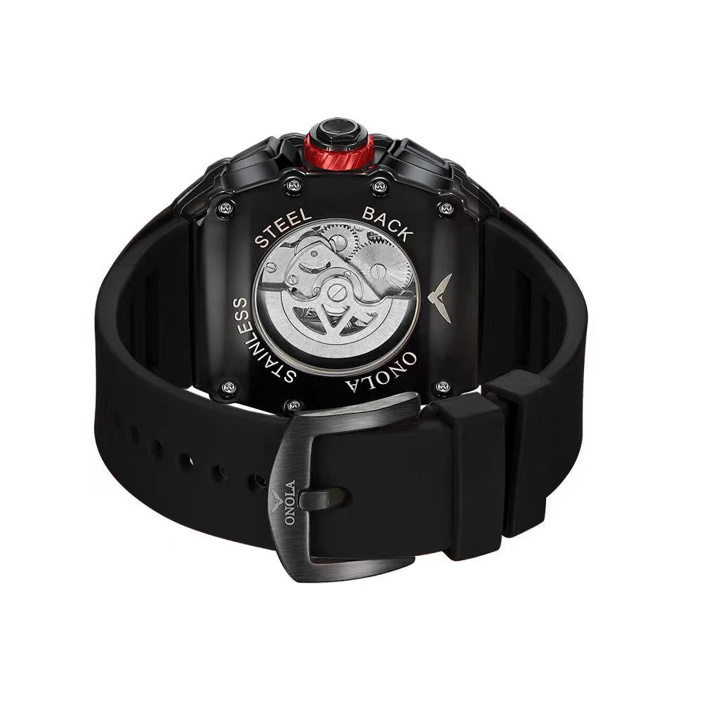 ONOLA ON6826D – Montre Automatique Homme | Diamants, Phase de Lune, Squelette, Étanche 3 Bar