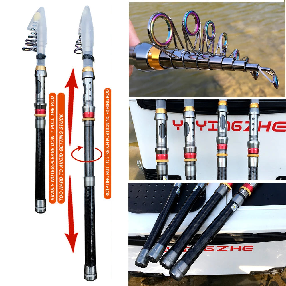 Combo Canne à Pêche Télescopique Fibre de Carbone + Moulinet — CLEVI Paris