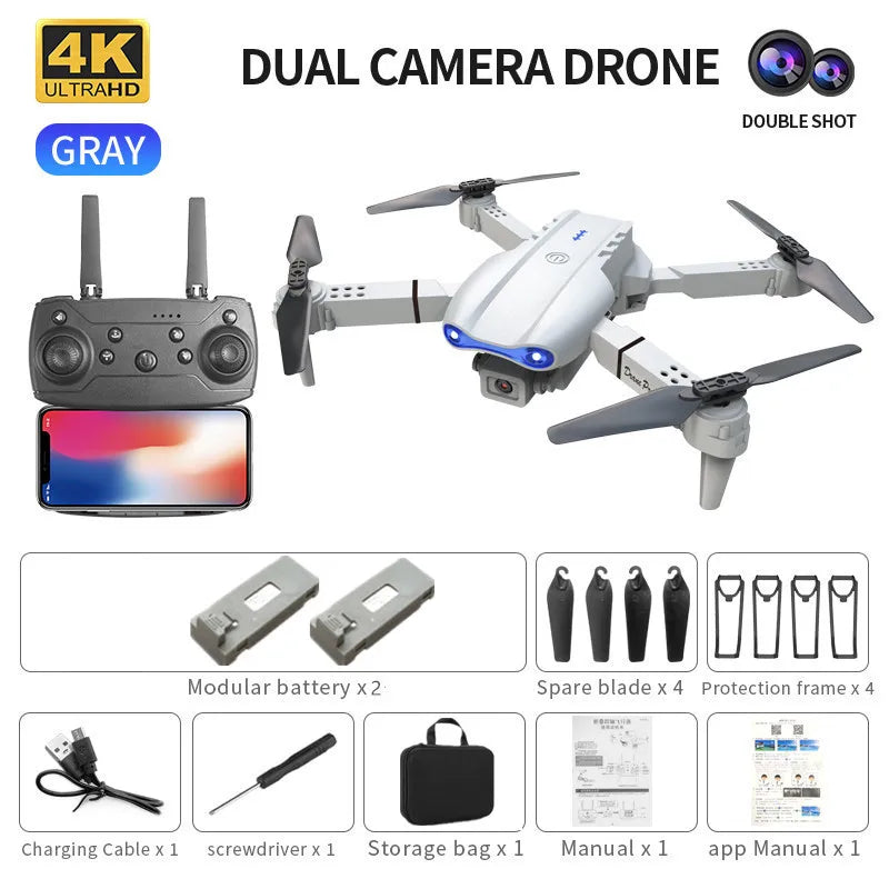 Mini Drone Pliable E99 4K WiFi – Double Caméra FPV, Décollage/Atterrissage Automatique & Gyroscope – CLEVI Paris
