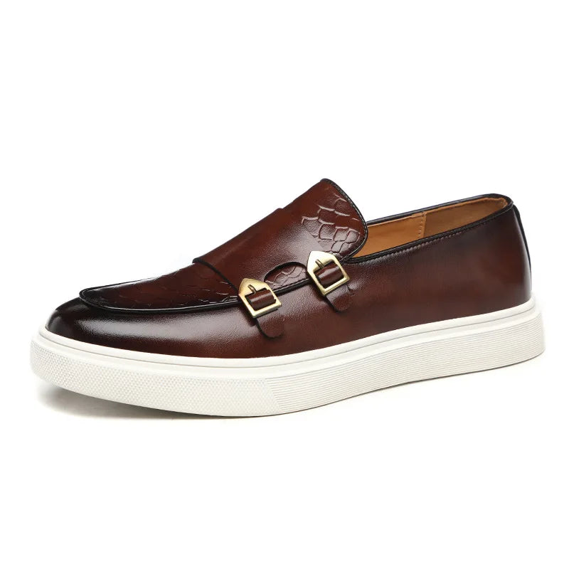Mocassins Homme Style Britannique | Cuir Grain Serpent Slip-On