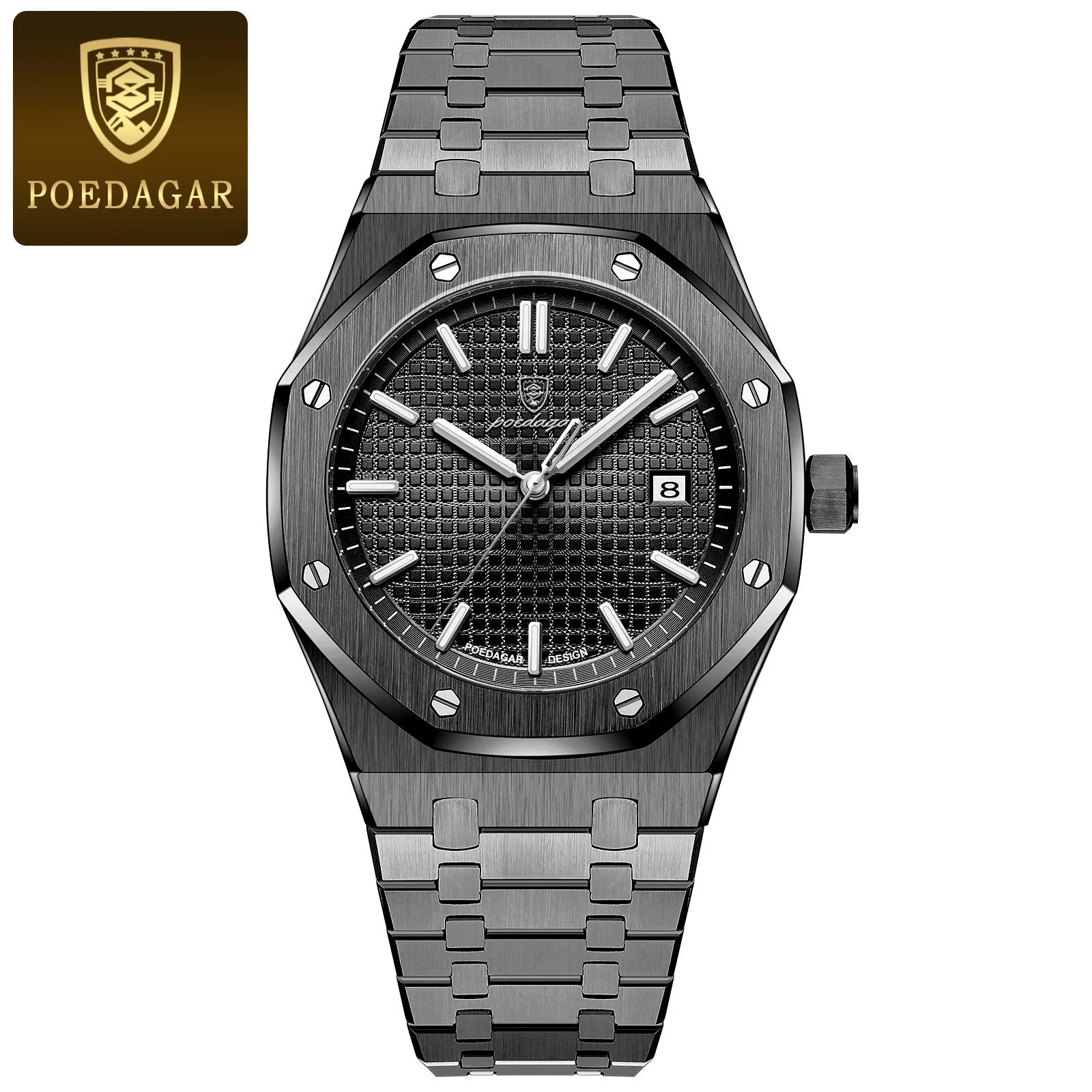 Montre POEDAGAR 924 – Quartz Business Luxe, Date, Aiguilles Lumineuses, Acier Inoxydable 40 mm, Étanche 3 ATM – CLEVI Paris