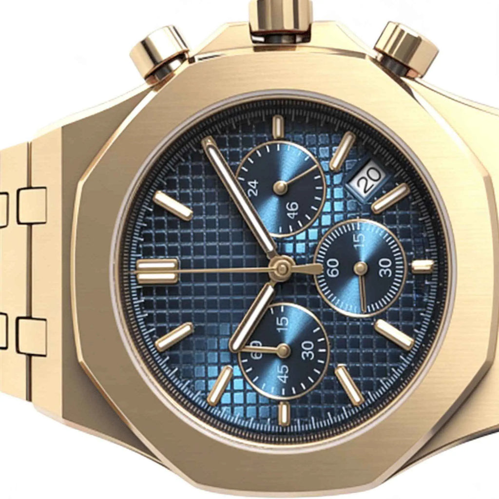 Montre Homme Quartz HU5 Acier 904L Poli Miroir 42mm Bracelet Acier Lumineux Calendrier 3 ATM 12 Coloris – CLEVI Paris