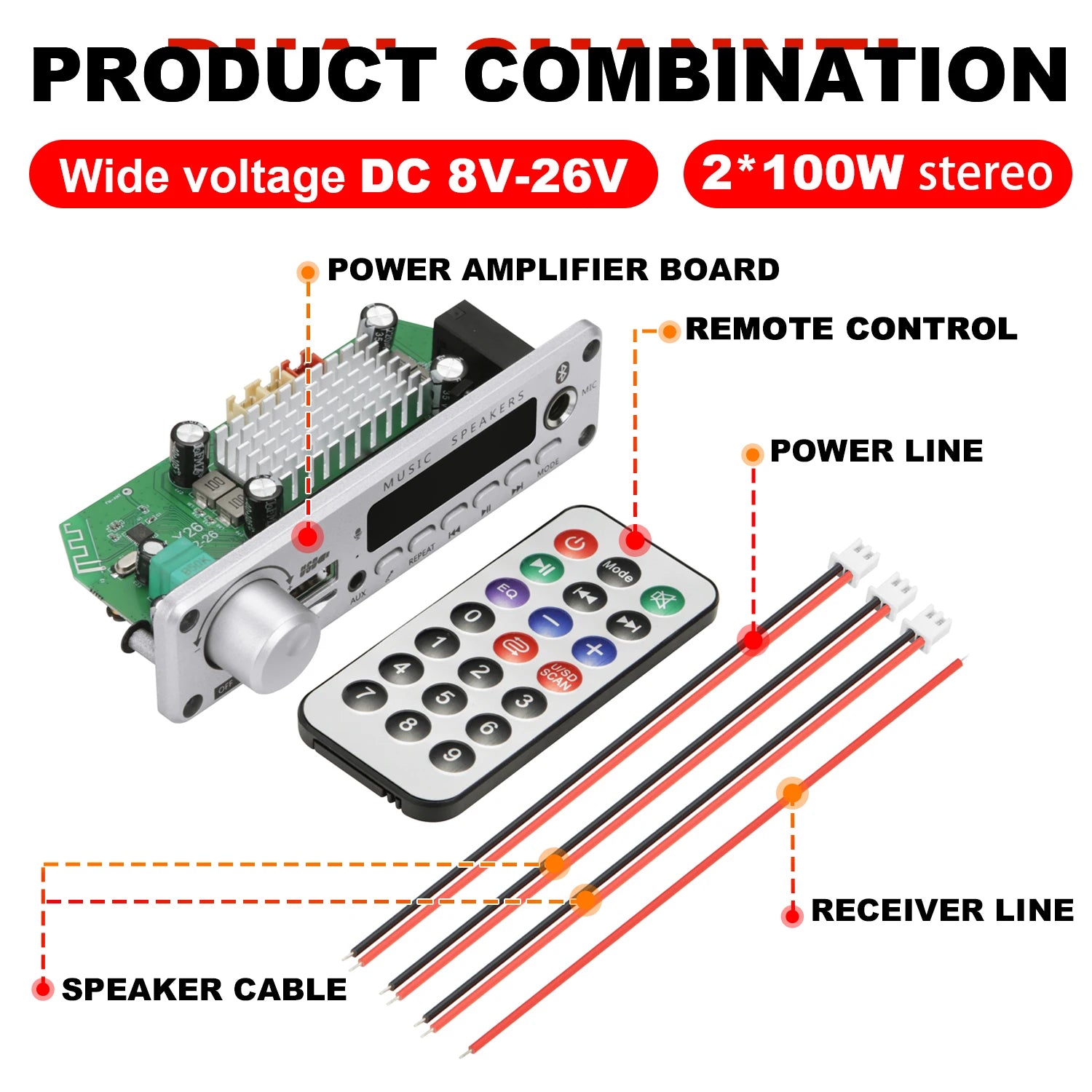 ARuiMei Carte Décodeur Amplificateur DIY TPA3116 Bluetooth 5.0 50W/200W MP3 FLAC USB TF FM – CLEVI Paris
