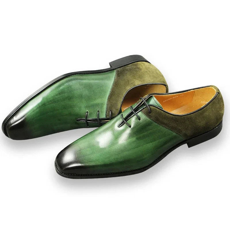 Oxford Homme Cuir Véritable | Chaussures Élégantes Noir & Vert