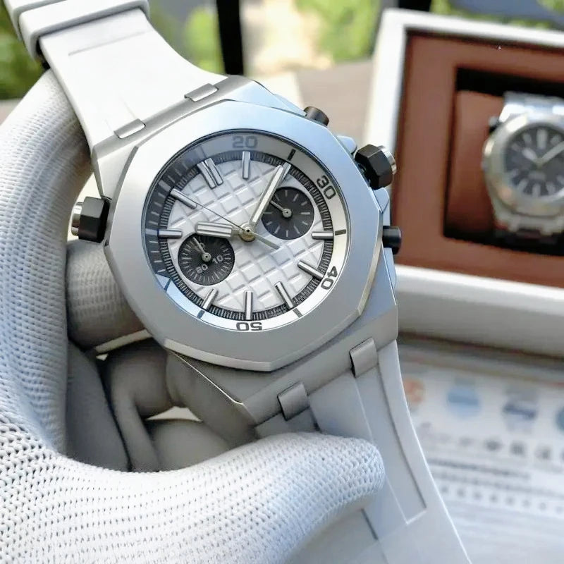 Montre Quartz Homme Chronographe Style Royal Oak Octogonal Acier Saphir VK63 – CLEVI Paris