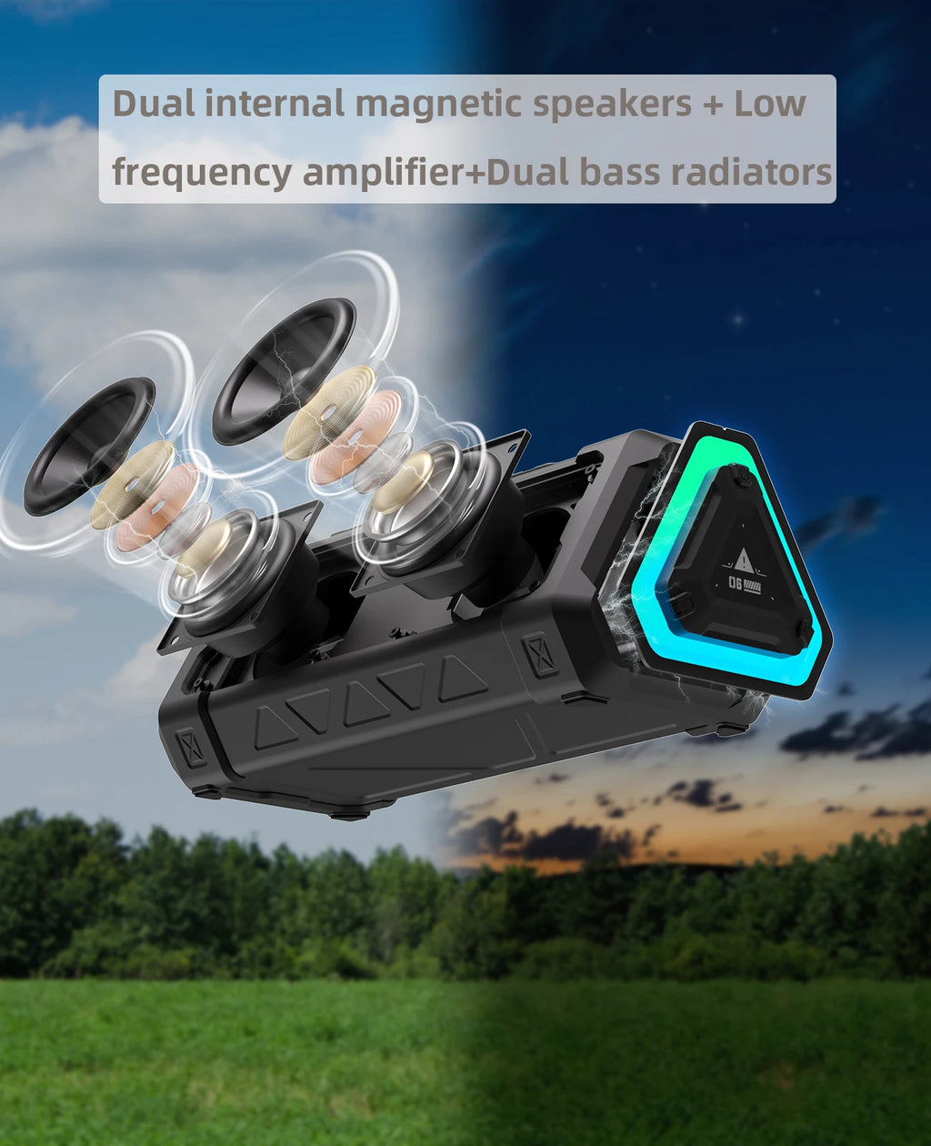 Enceinte Bluetooth Outdoor 40W – IP67, RGB 16,8M Couleurs, TWS, 12h | MLOVE P3