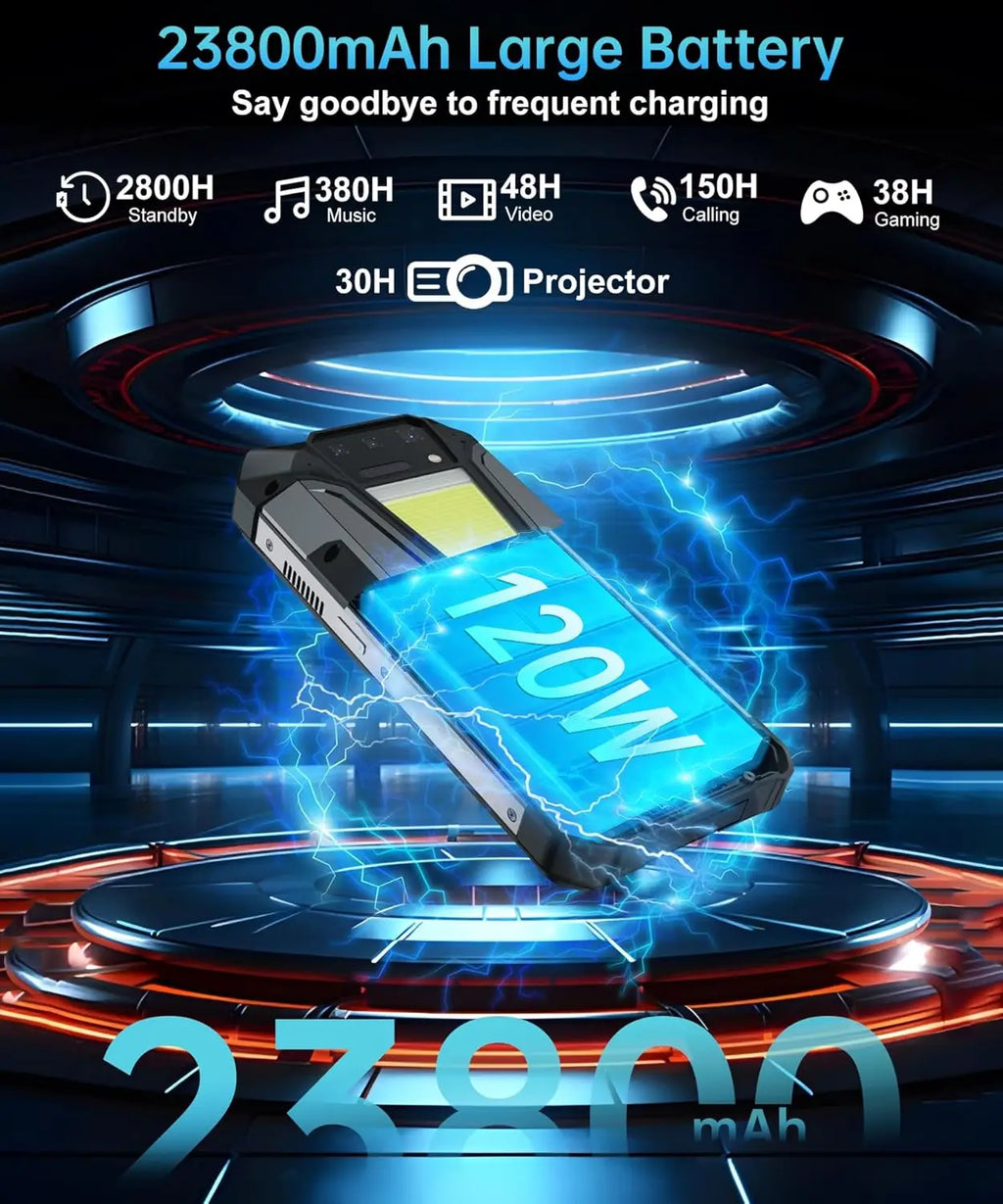 8849 Tank 2 Pro Smartphone Rugged Projecteur DLP 100lm Helio G99 23800mAh Android 15 IP68 – CLEVI Paris