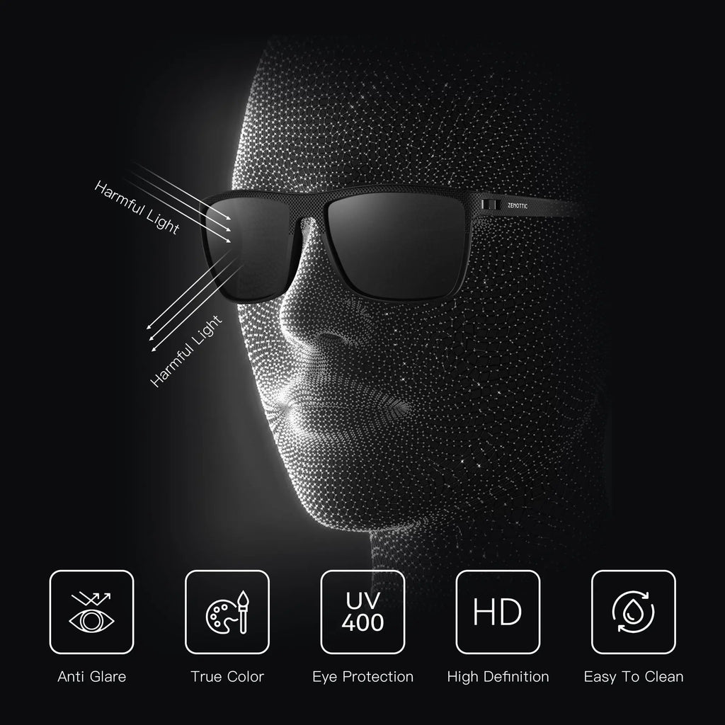 Lunettes de Soleil Carrées Polarisées TR90 UV400 Anti-Reflets Unisexe 23 Coloris – CLEVI Paris