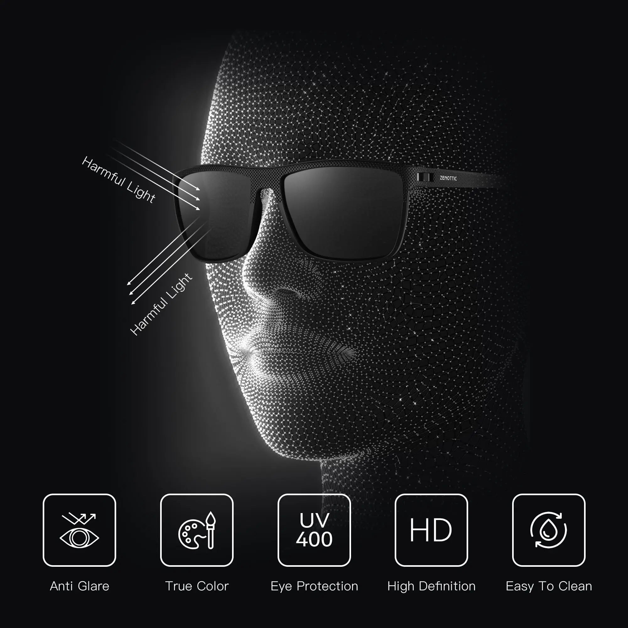 Lunettes de Soleil Carrées Polarisées TR90 UV400 Anti-Reflets Unisexe 23 Coloris – CLEVI Paris