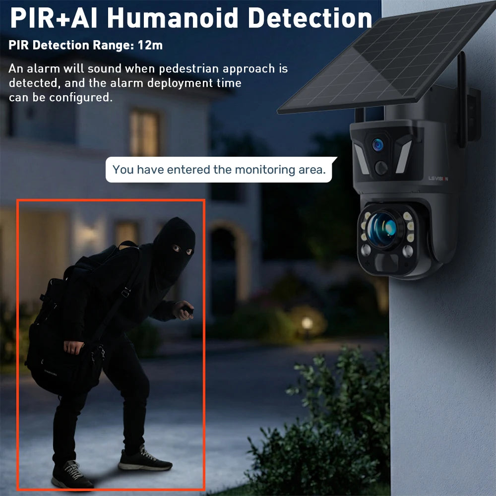 Caméra Solaire 8MP Zoom 99x PTZ 355° 4G/Wi-Fi Double Objectif PIR Suivi IA IR 40m IP66 UBox – CLEVI Paris