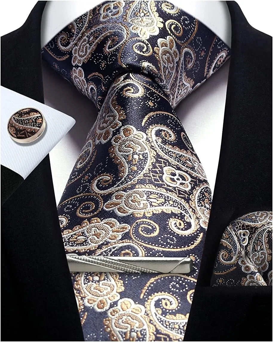 Ensemble cravate homme 4 pièces paisley – CLEVI Paris