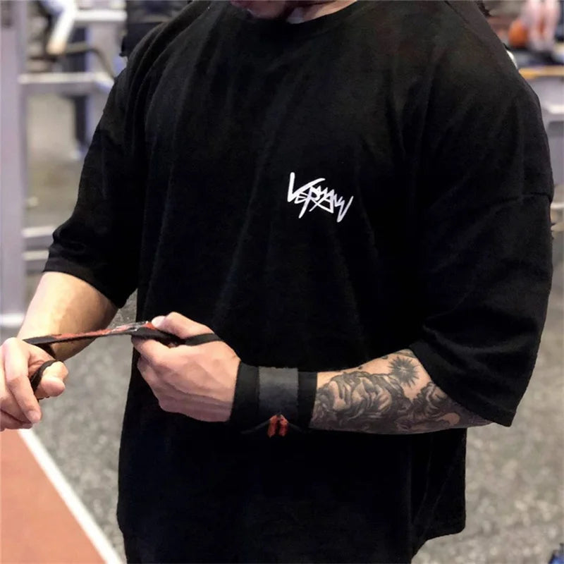 T-Shirt Sport Homme Oversize Coton Col Rond Running Streetwear Manches Courtes – CLEVI Paris