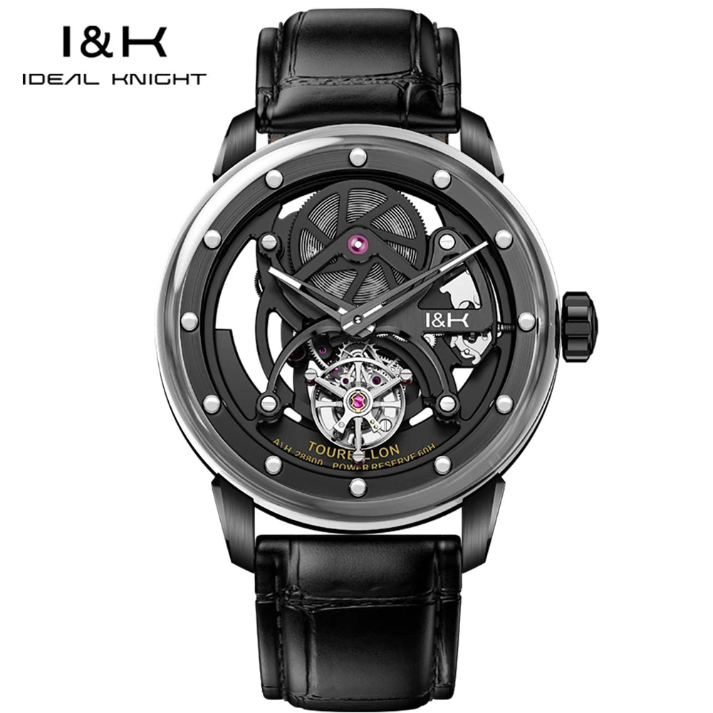 Montre Homme Mécanique Automatique Tourbillon Squelette Acier Inoxydable Verre Saphir Étanche – CLEVI Paris