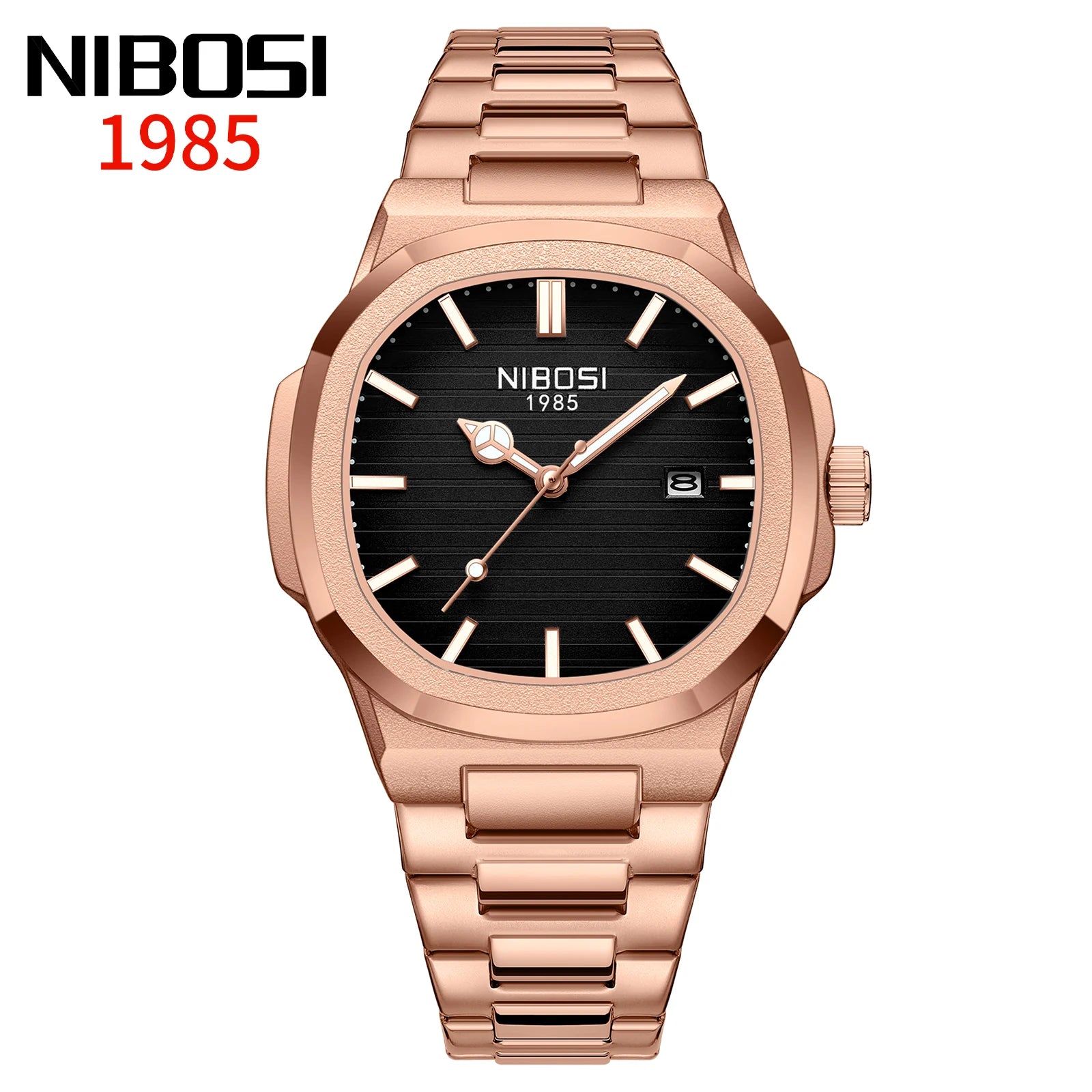Montre NIBOSI 2632 – Quartz Sport, Boîtier Carré Alliage, Bracelet Acier Inoxydable, Étanche 3 ATM – CLEVI Paris