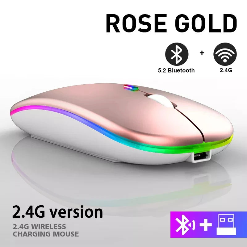Souris Bluetooth Sans Fil HXSJ — Double Mode 2.4GHz, RGB, 1600 DPI, Rechargeable, PC & Mac | CLEVI Paris