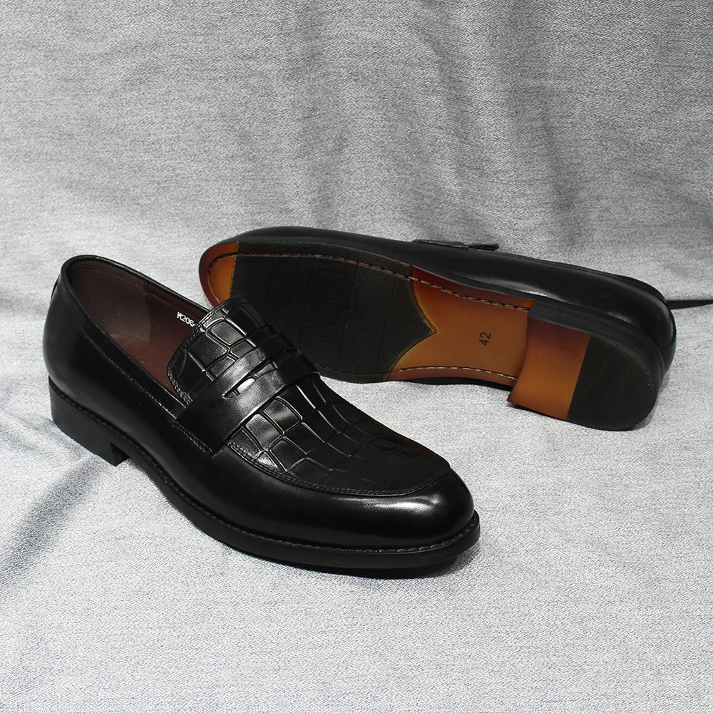 Penny Loafers Cuir Imprimé Alligator Homme – CLEVI Paris