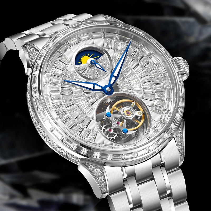 Montre Homme PINDU 6637 – Tourbillon Automatique Squelette, Verre Saphir, Acier Inoxydable, Étanche 3 ATM – CLEVI Paris