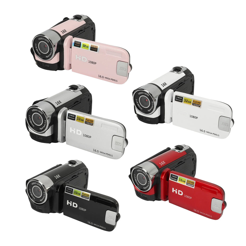 Caméra Numérique 1080p 16MP – Écran Rotatif 2,4", Zoom 16x, Lumière d’Appoint, Anti-Choc – CLEVI Paris