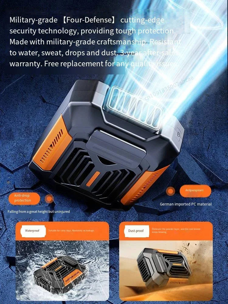 Ventilateur Portable Ceinture – Power Bank & Lampe Torche Intégrés