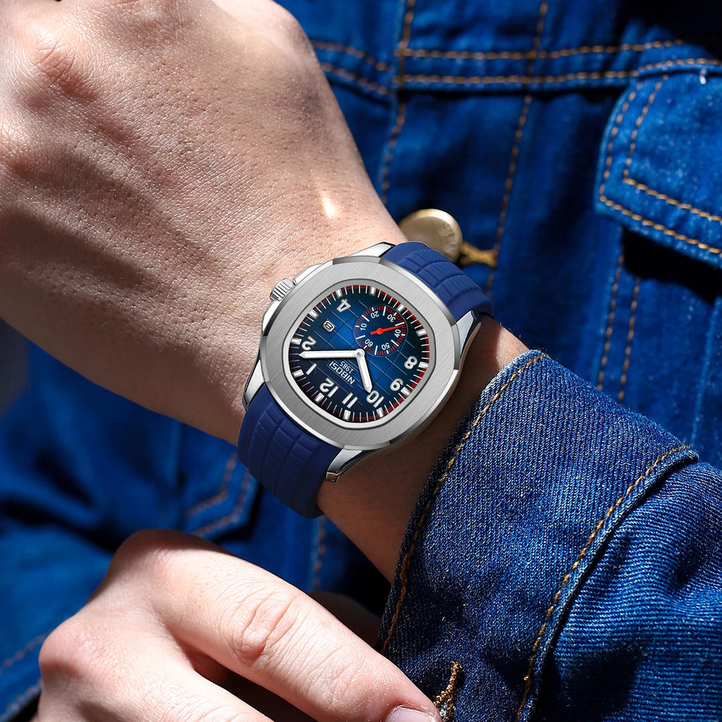 Montre NIBOSI 2653 Aquanaut – Quartz Sport, Date Automatique, Couronne Visée, Aiguilles Lumineuses, Anti-Magnétique, Étanche 3 ATM – CLEVI Paris