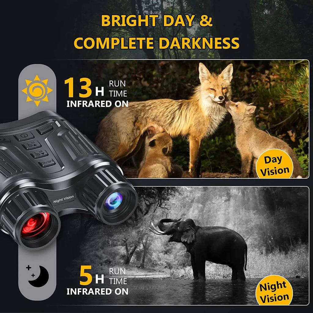 Jumelles Vision Nocturne 4K UHD Infrarouge – 8x Zoom | Écran LCD 3,2" | IP54 | 32Go | Chasse & Camping