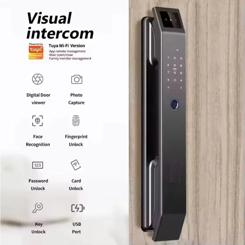 Serrure Connectée TY-14 Reconnaissance Faciale 3D Empreinte Digitale WiFi Tuya – CLEVI Paris