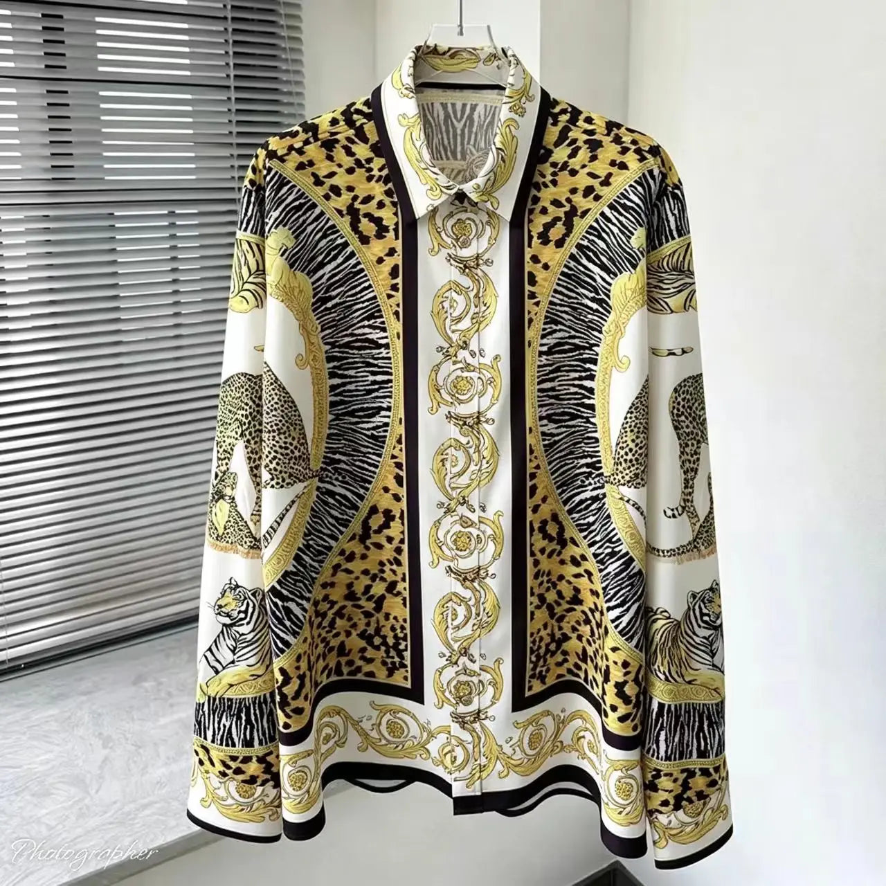 Chemise Homme Manches Longues – Impression 3D | Style Européen | Grande Taille