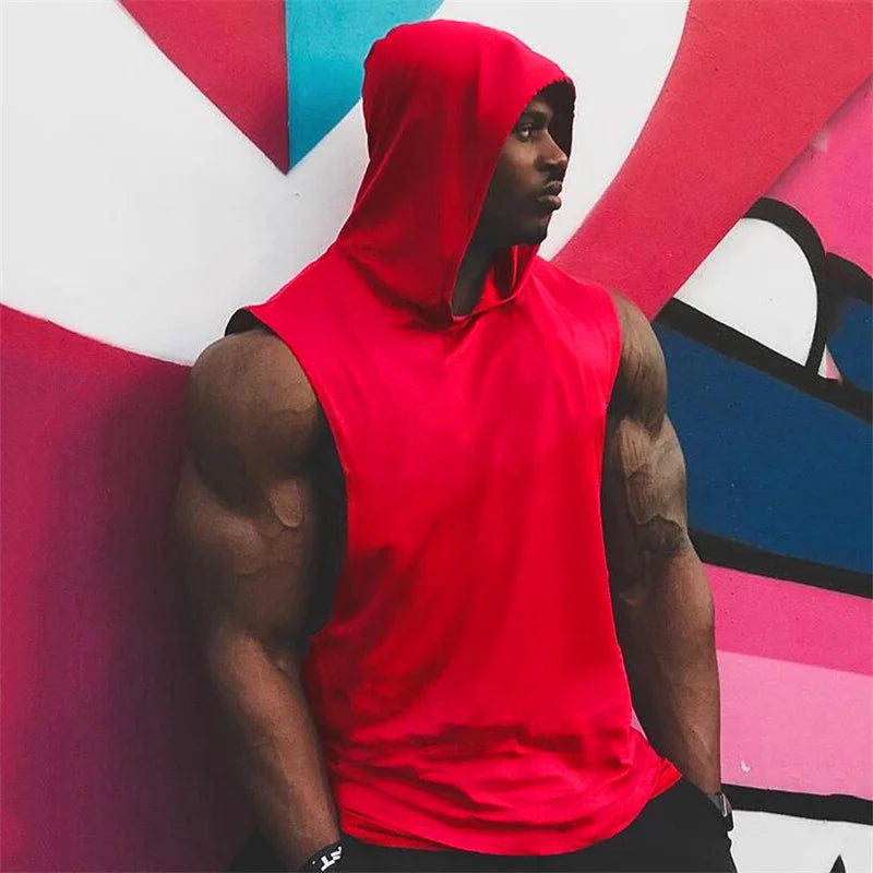 Débardeur à Capuche Homme – Coton | Sans Manches | Fitness & Running
