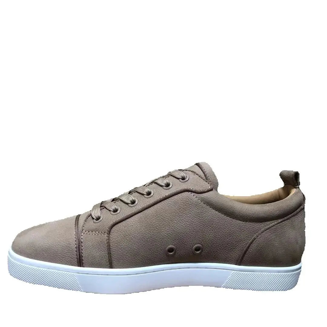 Sneakers Basses Cuir Véritable Gris Homme – Semelle Rouge, Sans Rivets, Tailles 35-48 – CLEVI Paris