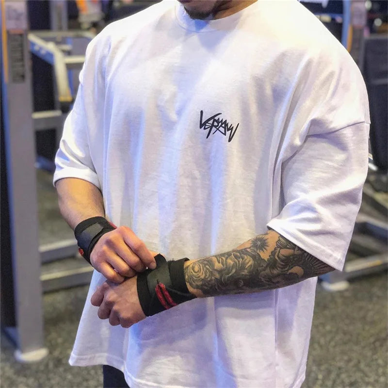 T-Shirt Sport Homme Oversize Coton Col Rond Running Streetwear Manches Courtes – CLEVI Paris