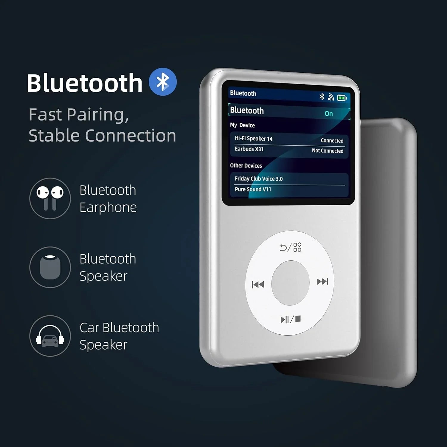 INNIOASIS Y1 128Go Lecteur MP3 HiFi Bluetooth Écran 2,4" FM Radio EQ Personnalisable – CLEVI Paris