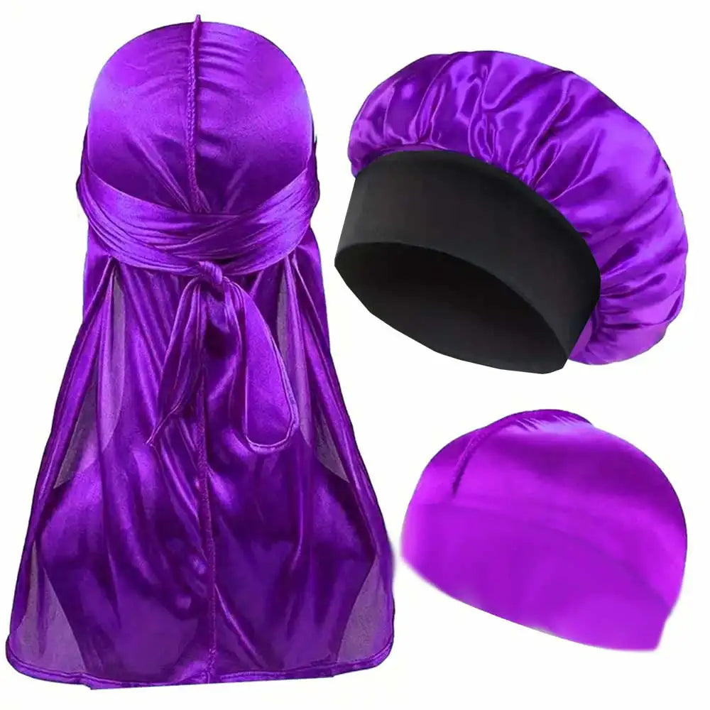 Coffret 3 pièces Durag + Bonnet + Dome Hat Satin — CLEVI Paris
