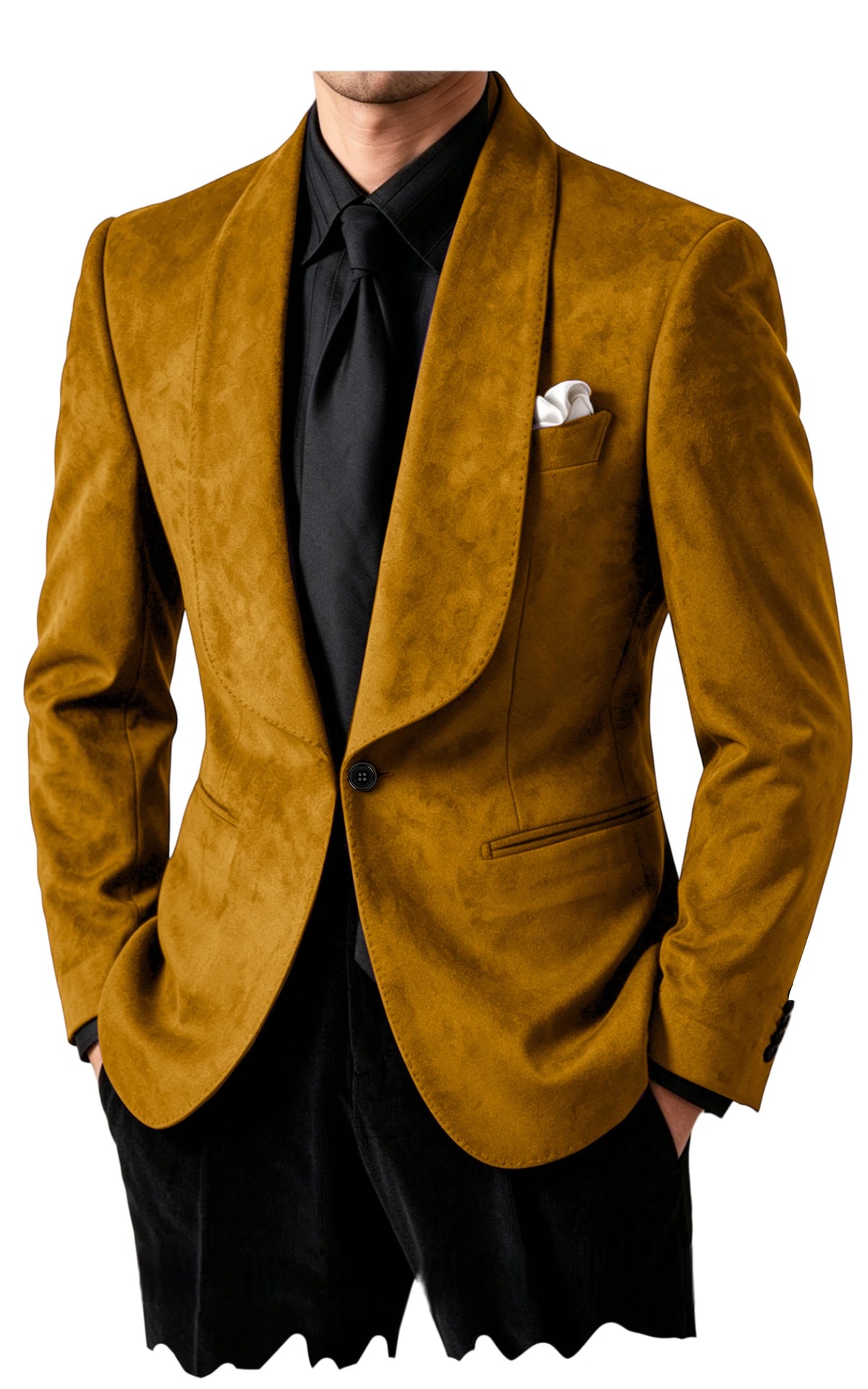 Blazer homme effet suédé 1 bouton à col châle – CLEVI Paris