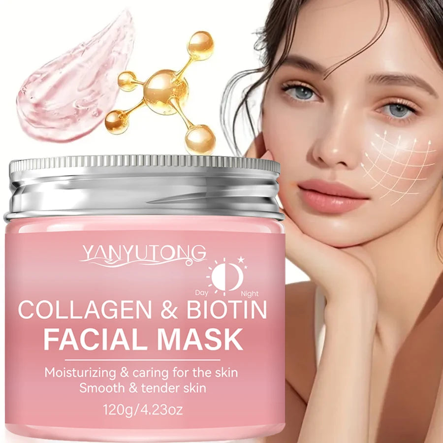 Masque Peel au Collagène & Biotine – Hydratation Profonde Jour & Nuit, Soin Éclatant